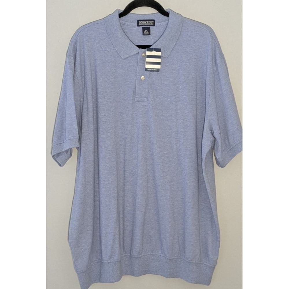 Lands End Mesh Men's Sz XXL(50-52) Short Sleeve Heather Blue Polo Shirt NWT